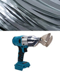 Fafeicy Cordless Electric Metal Shears With Brushless Motor Delivers 400Nm Torque and 360 Rotating Head For Makita 18V Battery cutting stainless steel sheets.