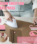 Person using Teflon sheet from Pink Sublimation Shirt Tool Kit With 8 T Shirt Rulers 3 Pack Teflon Sheets 12 By 16 Inch Heat Resistant Gloves