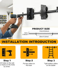 Heavy Duty Rolling Library Ladder Hardware Kit Crafted From Solid Carbon Steel Tracks With Smooth Braking Casters For No Sweat Home Storage Setup That Rolls Like Butter being installed on a wall.