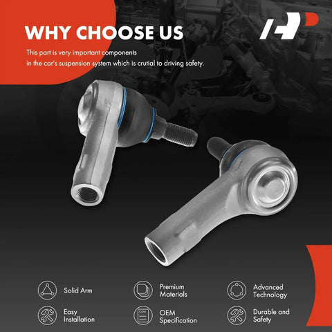Beefed Up Front Outer Tie Rod End Replacement For Audi Q7 2007 2015 Porsche Cayenne 2003 2016 VW Touareg 2004 2017 Left Or Right Side Front Suspension Repair To Fix Uneven Tire Wear Smooth Steering Response And Long Lasting Durability, metal tie rod end close-up