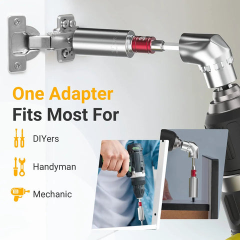 Socket Adapter Set For Impact Drills And Power Tools, Quick Fit, adjustable hinge use shown with color coded shank.