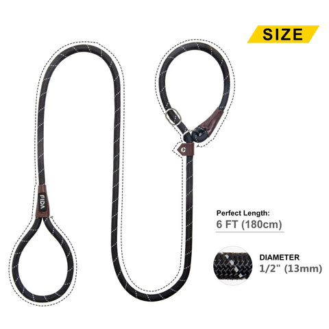 Heavy Duty Slip Lead Dog Leash 6 Ft Half Inch No Pull Training Rope For Large And Medium Dogs Reflective Durable Nylon Loop