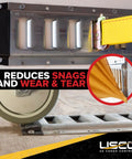 E Track End Caps 4 Pack For Horizontal E Track Rails Durable Black Plastic End Protector Caps For Trailer Tie Down Rails In Enclosed Trailers And Cargo Vans Easy Install With Pre Drilled Holes, shown on E track rail