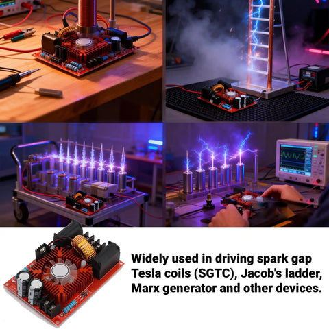Zero Voltage Switching Flyback Driver Module 12V To 30V High Voltage Generator with Flyback Transformer in lab setup