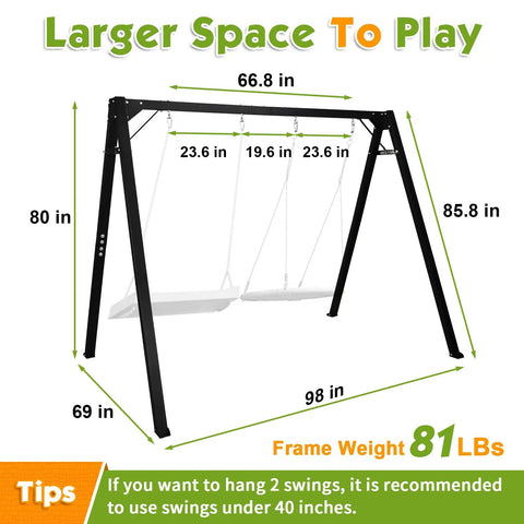 8Ft Heavy Duty Swing Stand With Extra Large Frame For Outdoor Hammocks, Tested To 880 Lbs, Supports Up To 440 Lbs For Kids