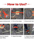 Step-by-step guide to using Palm Tree Climbing Gear With Adjustable Spikes And Foot Pegs Wooden Pole Climbers for coconut palms.
