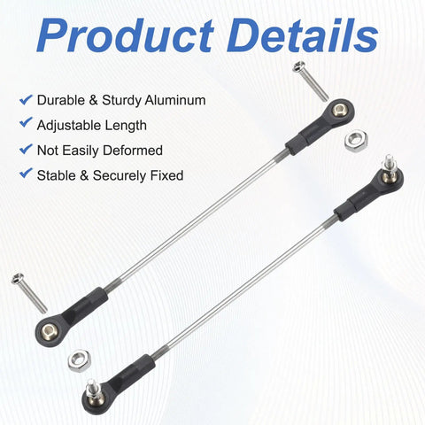 Adjustable RC Car Turnbuckles Camber Link Set 129-139mm Turnbuckle Rod Steering Servo Linkage With M3 Ball Head Rod Ends For Durable Aluminum RC Replacement Parts Built Tough And Crash Resistant. aluminum RC camber link rods with ball ends and screws