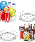 2 Pack Nine Point Five Inch Lazy Susan Turntables For Cabinet Pantry Refrigerator Organizer holding cans and bottles, 360-degree spin