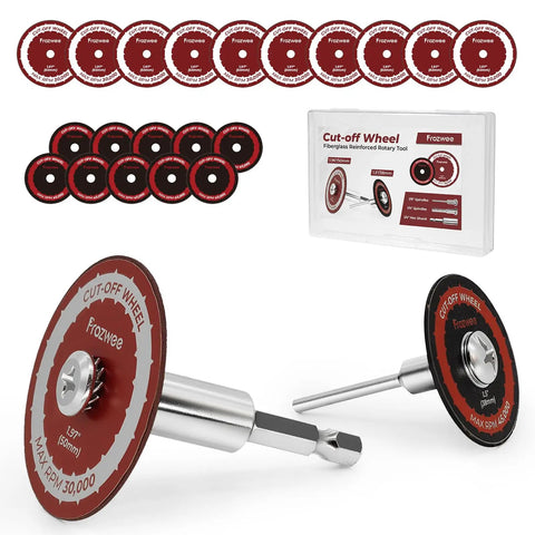 Heavy Duty Cut Off Wheel Set For Rotary Tools, 20 Pieces With 10 1.5 Inch Discs And 10 1.97 Inch Discs, Fiberglass Reinforced