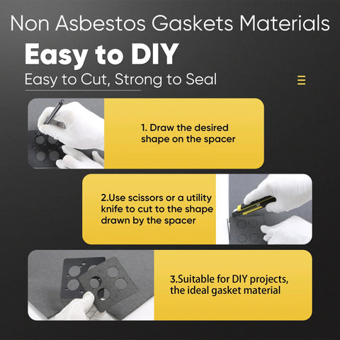 Non Asbestos Gasket Materials Sheet Set, 3-pack, 15x11.8 in, high-temp gasket sheets for DIY exhaust and engine seals