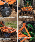 3 Point 4 Ft Notched Disc Harrow Plow Attachment For Cat 1 Tractors With 16 Inch Discs Demonstrated in Field Use