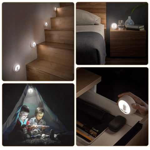 Two Pack Cute Cat Motion Sensor Night Light Cordless Rechargeable LED Stick Anywhere Closet Stairs Wall Lights in use