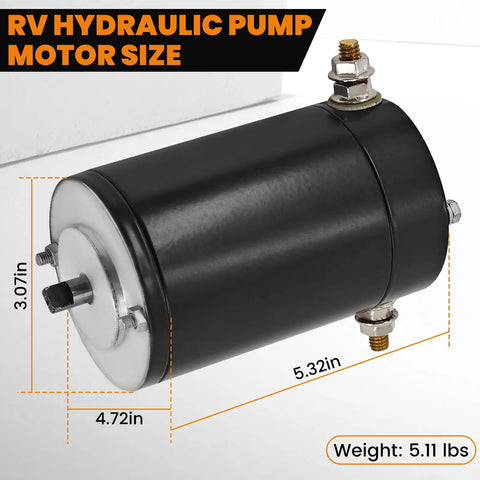 167576 Hydraulic Slide Out Pump Motor For RV Leveling System 4200 RPM Go To Replacement Part, 5.32in x 4.72in