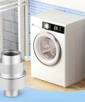 Heavy Duty Inline Water Filter For Washers No Drama Leak Proof Aluminum Body Beats Cheap Plastic Sediment Remover With Solid Seals And Straight Up Dependable Results next to a washing machine in a modern laundry room.