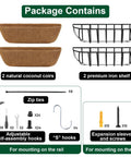 Rock Solid Metal Railing Planter Two Pack 24 Inch Rust Proof Window Box with natural coconut coirs and mounting hardware included.