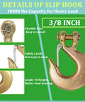 Beefed Up Heavy Duty Slip Hook 4 Pack Grade 70 Forged Steel Clevis Chain Hook With Safety Latch, 3/8 in, for Trailer Chains