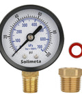 2 Inch Well Pump Pressure Gauge For Water Systems 0 To 100 Psi With Quarter Inch Lower Mount And Half Inch NPT Adapter Solimeta