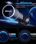 High Powered 90mm Refractor Telescope For Adults With 900mm Focal Length, lens magnification and coating comparison