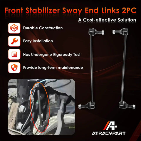 Front Stabilizer Sway End Links 2PC, Front Sway Bar Links 2 Pack For 2007-2017 Chevy Traverse And GMC Acadia, steel suspension links