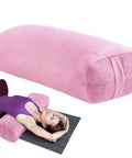 Rectangular Yoga Bolster Pillow For Restorative Yoga And Meditation, Plush Meditation Cushion With Carry Handle, 27 X 10 X 6 Inches, Pink Crystal Velvet Cover, Durable Foam Blend For Deep Relaxation And Cozy Support, used for reclining pose