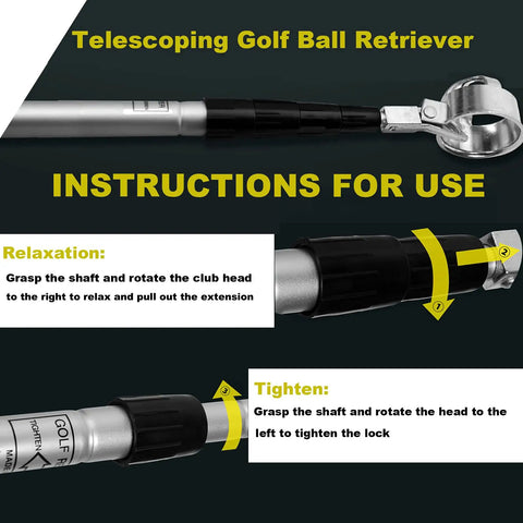 Instructions for the 18 Foot Telescopic Golf Ball Retriever With Lightweight Aluminum Shaft Stainless Cup And Locking Hinged Design