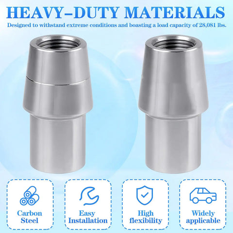 Three Quarters Inch 16 Thread Weld In Bung Tube Adapter Kit For Left Hand And Right Hand Heim Joint Universal Weld In Tubing Heavy Duty Fabrication Accessory For Off Road Truck And DIY Suspension Linkage, carbon steel weld-in bung