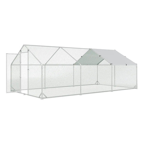 Heavy Duty Walk In Chicken Run Pen 10x20 Feet with Predator Proof Galvanized Hardware Cloth Cage, UV Cover, Large Coop for 18-22 Chickens