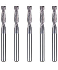 Group of five SpeTool 1/8in carbide end mills, 2-flute square-nose with 1/8in shanks