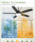 52 Inch Outdoor Ceiling Fan With Light And Remote IP65 Wet Rated Waterproof 6 Speed DC Motor on porch