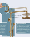 Adjustable Antique Brass Tub Shower Faucet Set With 8 Inch Shower Head Handheld Spray And Diverter Triple Function Mixer