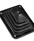 Shifter Boot And Plate Kit For B-4 Shifter Black Rubber Boot With Rectangular Chrome Trim Ring, showing black boot and chrome ring
