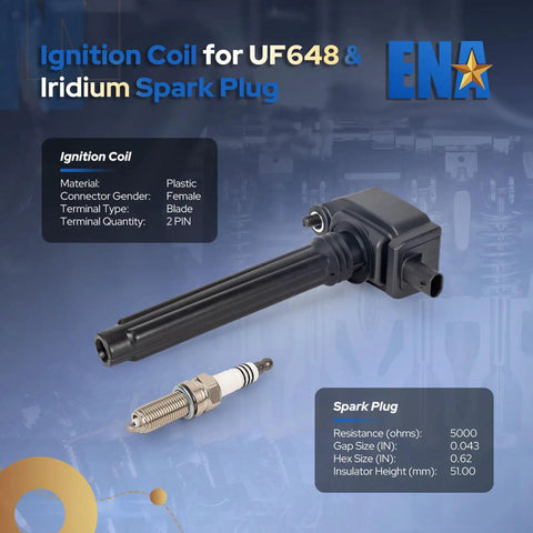 Set of 6 Ignition Coils and Iridium Spark Plugs UF648 Compatible With Chrysler Dodge Jeep Grand Cherokee Wrangler Charger