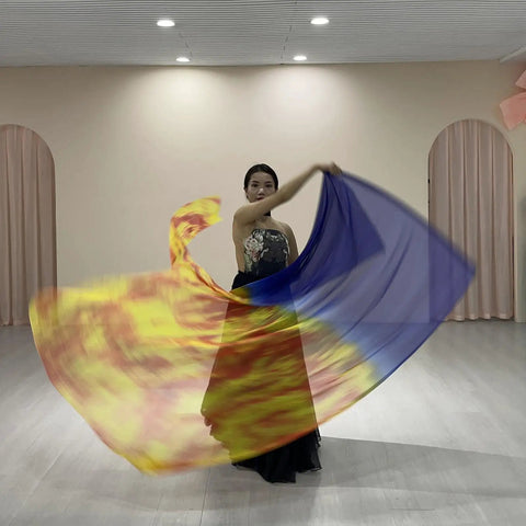 Grab These Awesome Worship Flags For Dance With Soft Chiffon Fabric And Flexible Rods waving in the air during a performance.