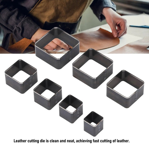 Badass 7 Piece Leather Cutting Die Set With Crisp Rectangle Punch Molds For DIY Crafters Heavy Duty Alloy Steel Stamping Tools 20 To 50 Millimeter Fits All Your Custom Leather Projects Includes Slick Box