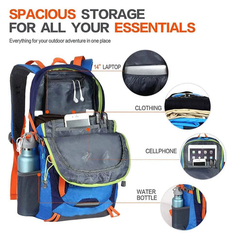 55L Waterproof Lightweight Hiking Camping Travel Backpack For Men And Women with compartments for essentials