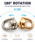 10 Pack Rotatable Ball Head D Ring Stud Buttons For DIY Leather Purses And Backpacks Belts 180 Degree Swivel Metal Rings With Golden Finish Dope Craft Hardware For Bags And Accessories, 180° rotation