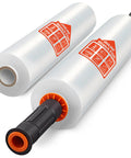 Two rolls of Industrial Strength Stretch Film 15 Inch By 1000 Feet Pallet Wrap With Handles Heavy Duty Clear 60 Gauge Moving Wrap