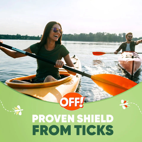 Insect Repellent Aerosol With Dry Non Greasy Formula And 25 Percent DEET For Long Lasting Mosquito And Tick Protection Go To Four Oz Cans Pack Of 2 Outdoor Bug Spray For Camping And Hiking used by kayakers on a lake with kayaking gear.