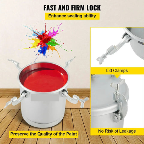 Heavy Duty Gallon Pressure Paint Tank With Dual Hose Spray Gun For Drip Free Smooth Coverage On Decks Fences Exterior Walls And Wooden Furniture Kill Weekend DIY Jobs Like A Pro with red paint and secure lid clamps.