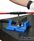 Two Pcs Adjustable Tap Wrenches With Ratcheting Handles in use for threading, blue vise setup, black oxidized coated, durable tool set