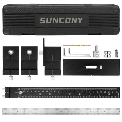 Pro Grade Aluminum Cabinet Hardware Jig For Precise Door And Drawer Installations with adjustable drill guide sleeve in case