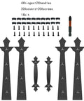 Screw Mounted Faux Garage Door Hardware Set With 4 Hinges And 2 Handles In Durable ABS Plastic, screws, covers, and bit shown