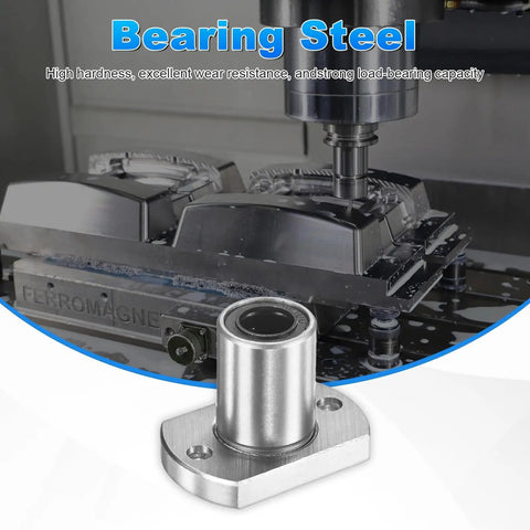 LMH20UU Linear Ball Bearings 20mm Bore 32mm OD 38mm Length 5.5mm Hole 2 Pack, steel flanged bearing for CNC and 3D printer rig