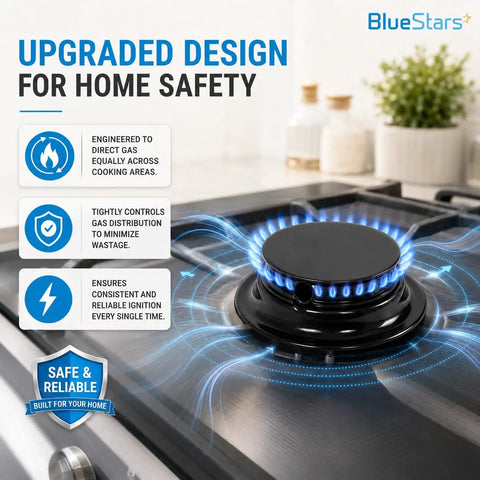 Gas Range Sealed Burner Head And Igniter Assembly Replacement Kit For Magic Chef And Maytag Ranges, lit burner on stove