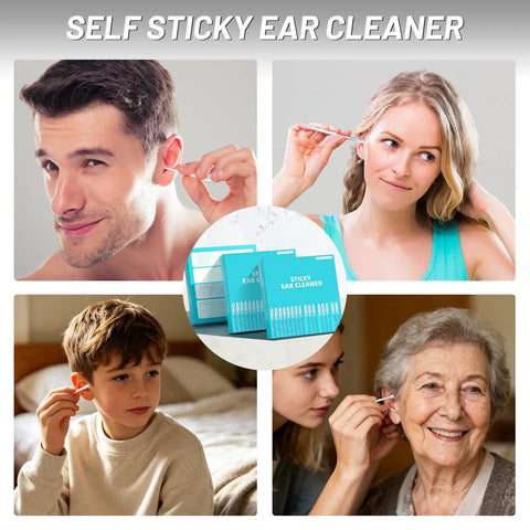 Sticky Ear Wax Remover Sticks For Gentle Cleanout Reusable Ear Picks Kit For Kids And Adults Portable Home Ear Wax Cleaning Supplies Skin Friendly Tips No Fuss No Scratch 3 Boxes 72 Pcs Total image showing people using ear sticks.
