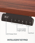 Spacious Flexispot Electric Standing Desk With Dual Motor Three Stage Lift And Memory Presets 55 By Twenty Eight Inches as shown on intelligent keypad.