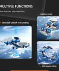Dual Mode RC Plane Car Toy For Kids Ages 4 To 12 2 In 1 Foam Jet Drone with One Key Switch shown in flight modes