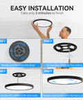 Installation steps for Ultra Slim 12 Inch LED Flush Mount Ceiling Light 3200lm 5000K Daylight White