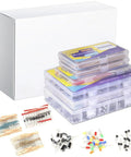 DIY Electronics Component Kit For Pro Projects 1910 Pcs Of Resistors Electrolytic Capacitors Schottky Diodes LEDs in storage box.