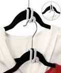 60 Pack Mini Cascading Hanger Hooks For Velvet Huggable Hangers in Black, holding clothes on velvet hanger, space saving design.